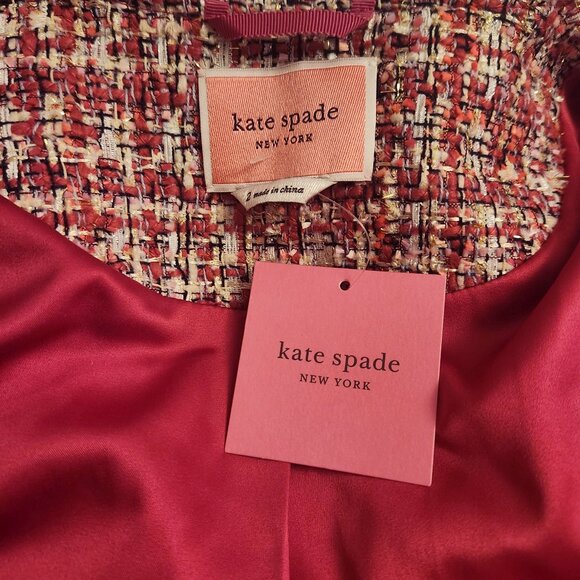 Kate Spade Textured Tweed Open Jacket Size 2 Pink White - Picture 9 of 9